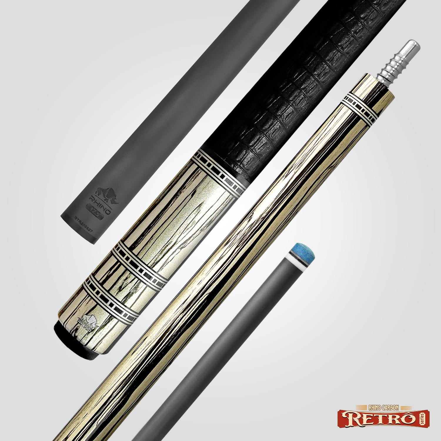 RETRÔ - Pale Moon Ebony Crocodile Embossed Leather Wrap