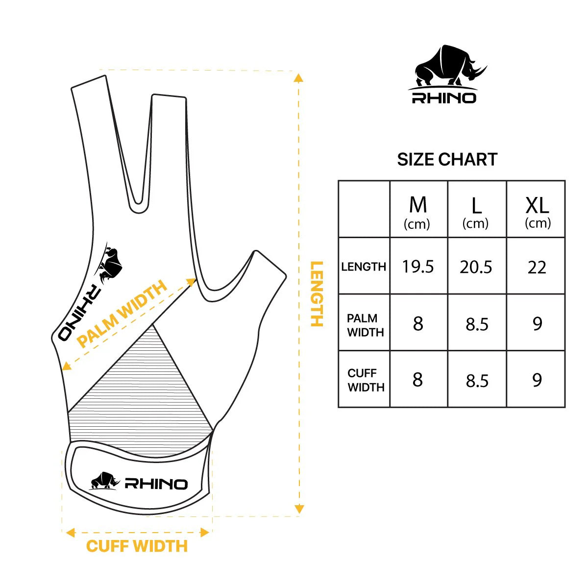 Gant de billard RHINO main gauche - Jaune